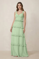 Sweetheart Tiered A - Line Chiffon Bridesmaid Dress in Sage - KissProm Bridesmaid Dresses