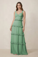 Sweetheart Tiered A - Line Chiffon Bridesmaid Dress in Sea Glass - KissProm Bridesmaid Dresses