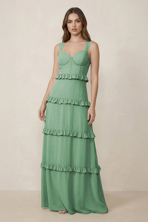 Sweetheart Tiered A - Line Chiffon Bridesmaid Dress in Sea Glass - KissProm Bridesmaid Dresses