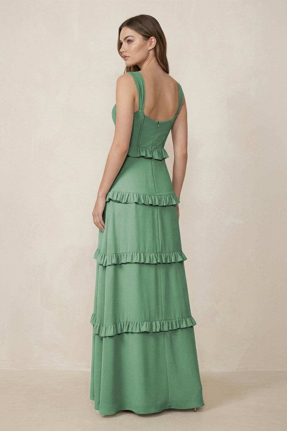 Sweetheart Tiered A - Line Chiffon Bridesmaid Dress in Sea Glass - KissProm Bridesmaid Dresses