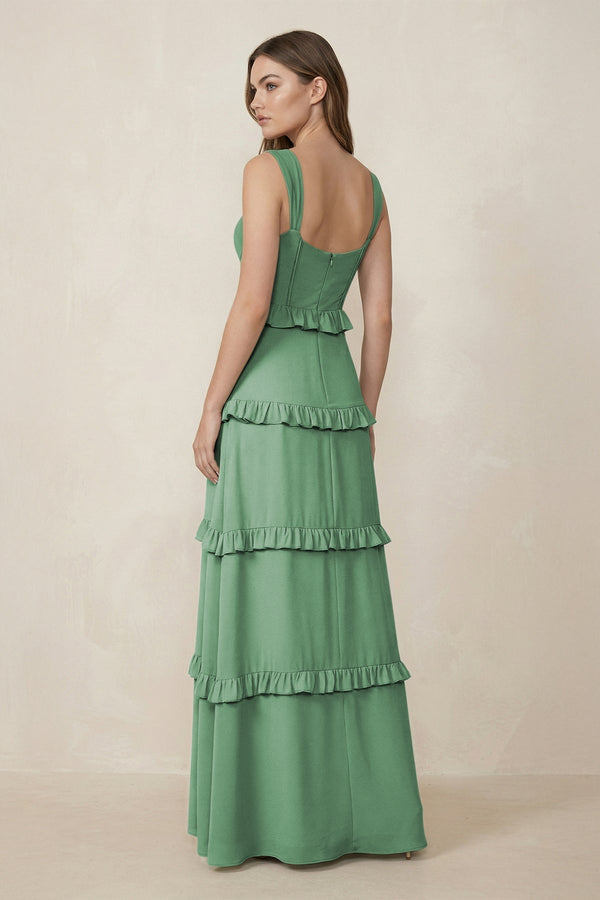 Sweetheart Tiered A - Line Chiffon Bridesmaid Dress in Sea Glass - KissProm Bridesmaid Dresses