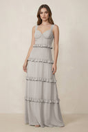 Sweetheart Tiered A - Line Chiffon Bridesmaid Dress in Silver - KissProm Bridesmaid Dresses
