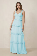 Sweetheart Tiered A - Line Chiffon Bridesmaid Dress in Sky Blue - KissProm Bridesmaid Dresses