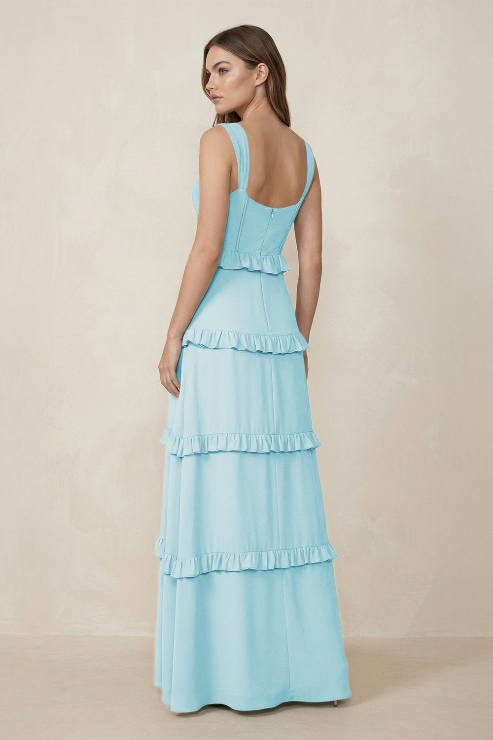 Sweetheart Tiered A - Line Chiffon Bridesmaid Dress in Sky Blue - KissProm Bridesmaid Dresses