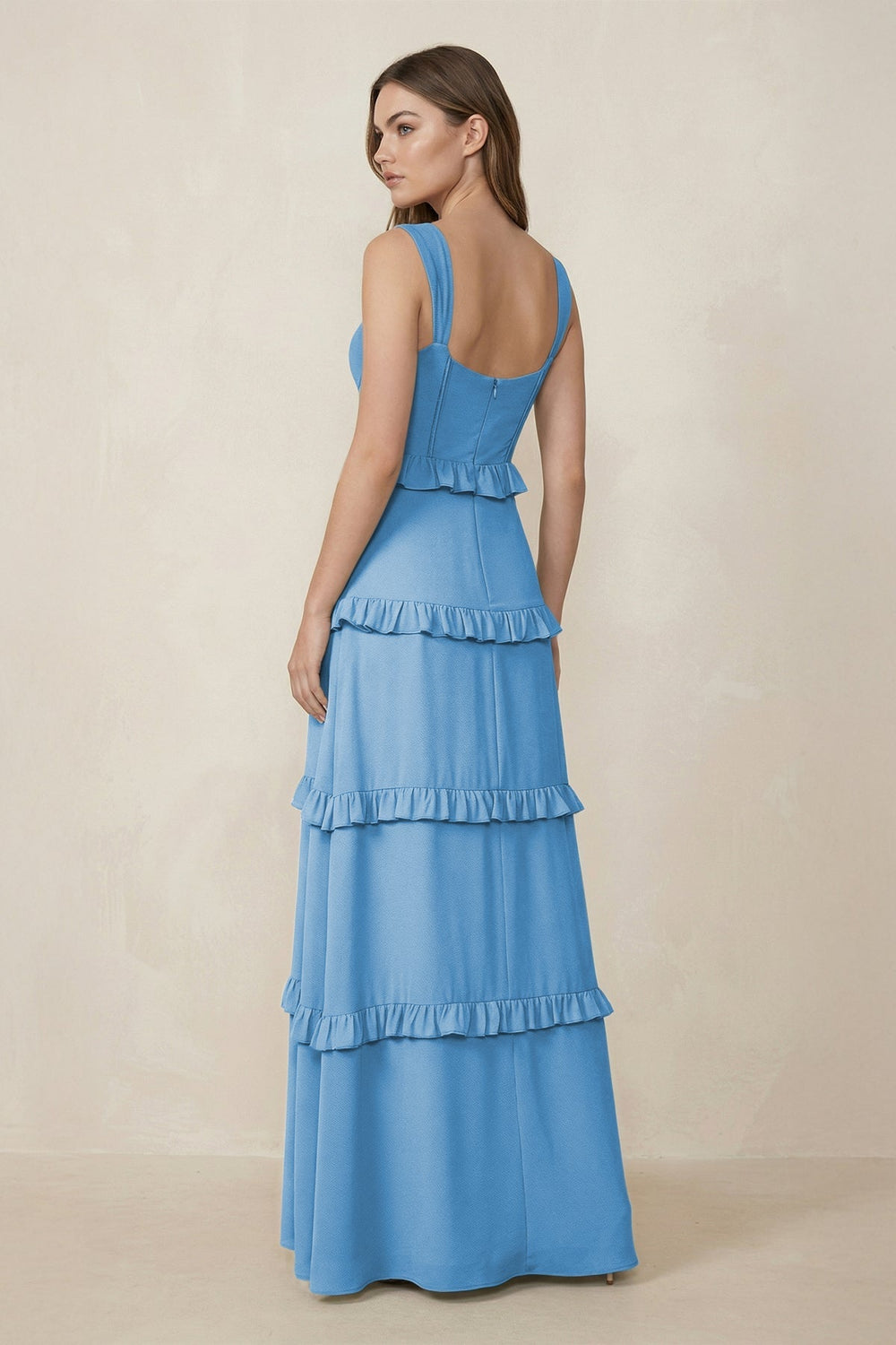 Sweetheart Tiered A - Line Chiffon Bridesmaid Dress in Steel Blue - KissProm Bridesmaid Dresses