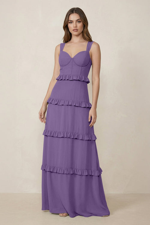 Sweetheart Tiered A - Line Chiffon Bridesmaid Dress in Tahiti - KissProm Bridesmaid Dresses