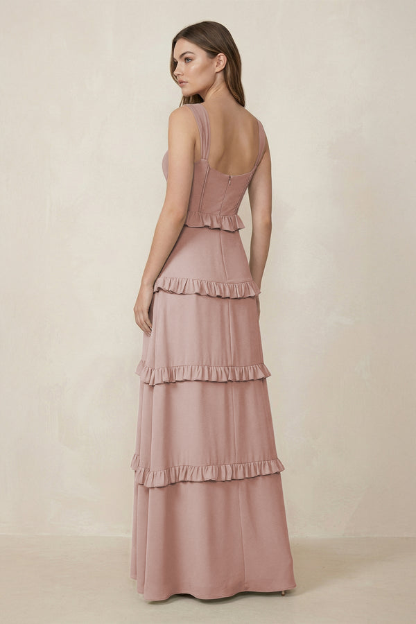 Sweetheart Tiered A - Line Chiffon Bridesmaid Dress in Toffee - KissProm Bridesmaid Dresses