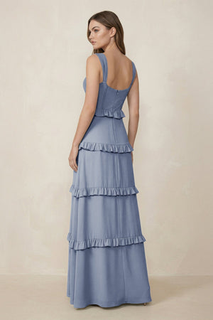 Sweetheart Tiered A - Line Chiffon Bridesmaid Dress in Twilight - KissProm Bridesmaid Dresses