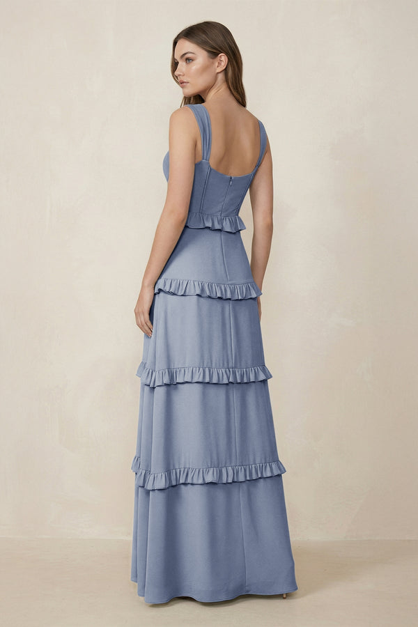 Sweetheart Tiered A - Line Chiffon Bridesmaid Dress in Twilight - KissProm Bridesmaid Dresses