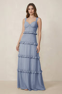 Sweetheart Tiered A - Line Chiffon Bridesmaid Dress in Twilight - KissProm Bridesmaid Dresses