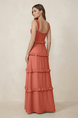 Sweetheart Tiered A - Line Chiffon Bridesmaid Dress in Wild Rose - KissProm Bridesmaid Dresses