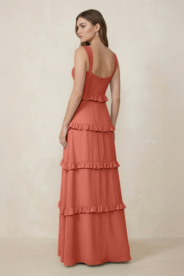 Sweetheart Tiered A - Line Chiffon Bridesmaid Dress in Wild Rose - KissProm Bridesmaid Dresses