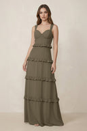 Sweetheart Tiered A - Line Chiffon Bridesmaid Dress in Willow Green - KissProm Bridesmaid Dresses