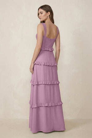 Sweetheart Tiered A - Line Chiffon Bridesmaid Dress in Wisteria - KissProm Bridesmaid Dresses