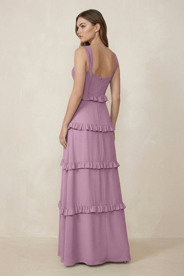Sweetheart Tiered A - Line Chiffon Bridesmaid Dress in Wisteria - KissProm Bridesmaid Dresses