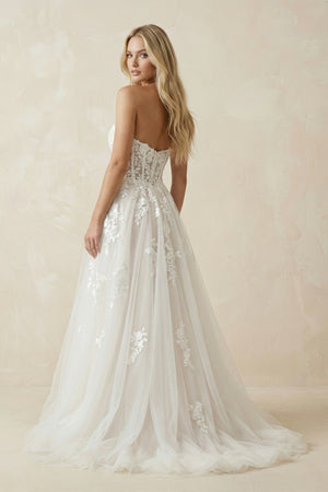 Sweetheart Spaghetti Straps Tulle A-Line With Train Wedding Dress– Wedding Dresses by KissProm | Available at KissProm