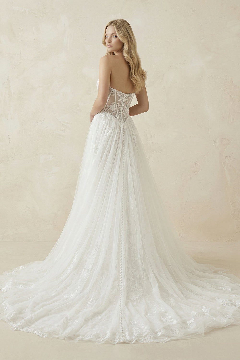 Charming A-Line Strapless Tulle Lace Wedding Dresses – Wedding Dresses by KissProm | Available at KissProm