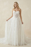Charming A-Line Strapless Tulle Lace Wedding Dresses – Wedding Dresses by KissProm | Available at KissProm