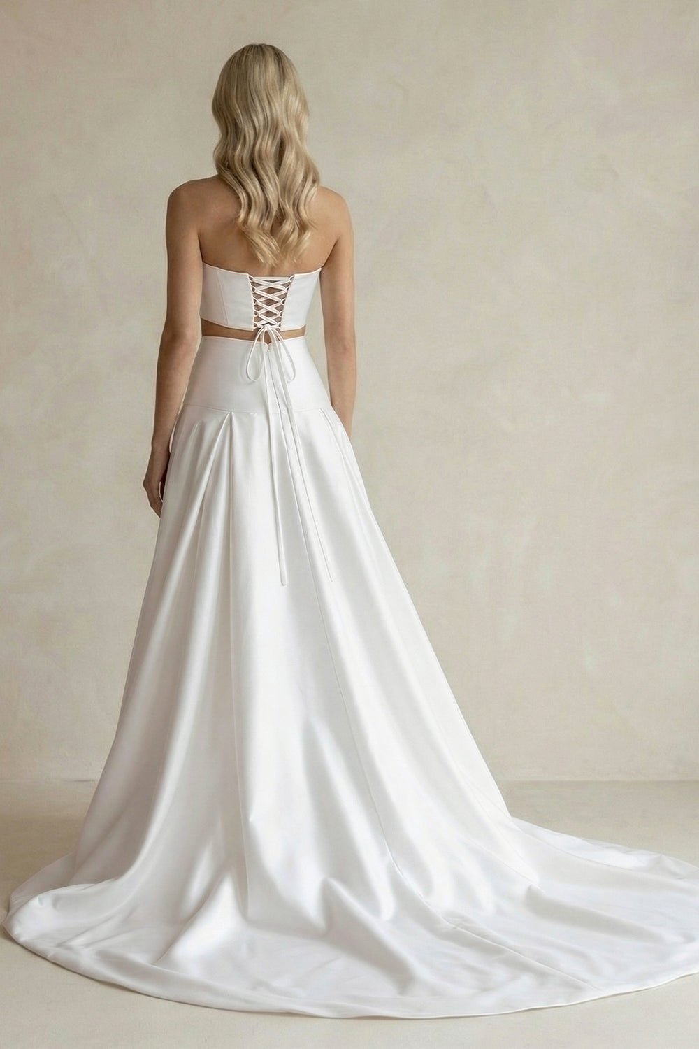Charming A Line Two Piece Sweetheart Satin Wedding Dresses