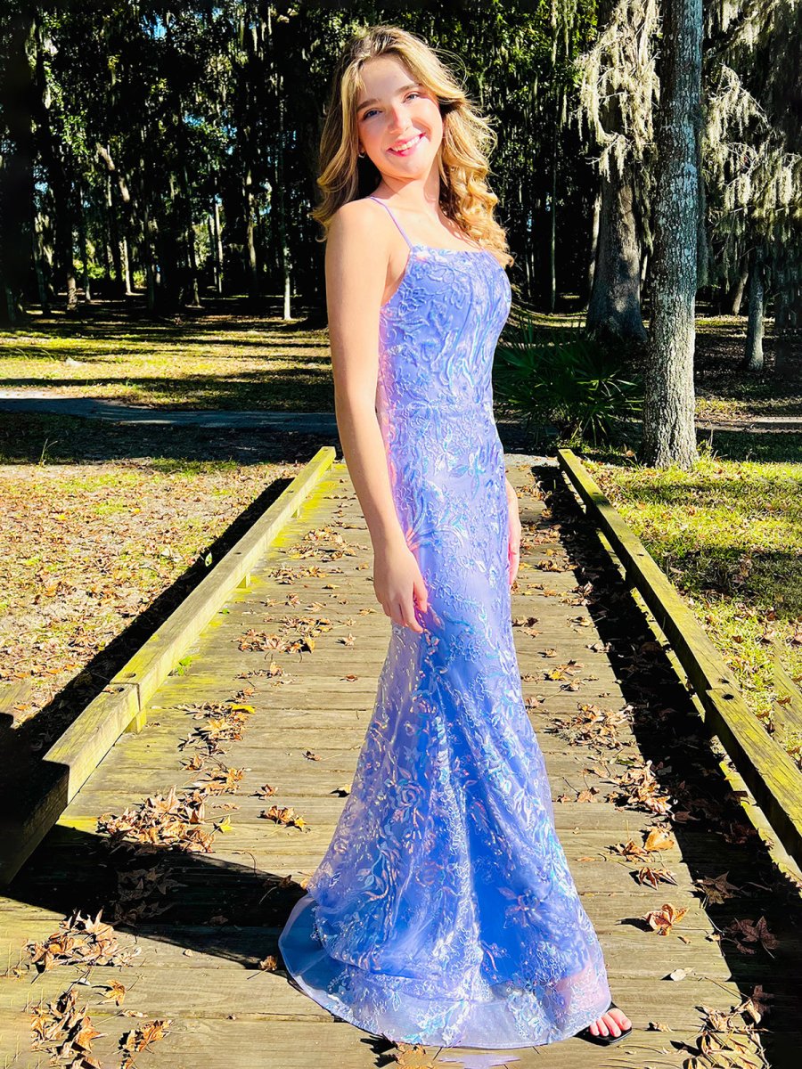 green emerald velvet dress Sylvia Lilac Mermaid Scoop Lace Prom Dress with Lace-up Open back