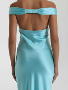 KissProm-Talulla Aqua Off The Shoulder Sheath Satin Long Prom Dress