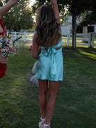 Talyra | Aqua - Strapless A Line Short Homecoming Dress With Keyhole