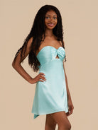 Talyra | Aqua - Strapless A Line Short Homecoming Dress With Keyhole