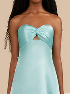 Talyra | Aqua - Strapless A Line Short Homecoming Dress With Keyhole