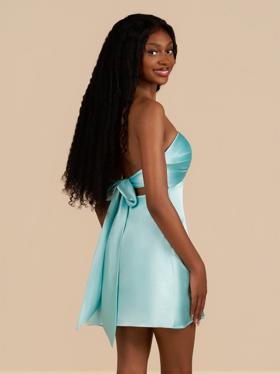 Talyra | Aqua - Strapless A Line Short Homecoming Dress With Keyhole