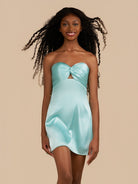 Talyra | Aqua - Strapless A Line Short Homecoming Dress With Keyhole