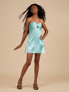 Talyra | Aqua - Strapless A Line Short Homecoming Dress With Keyhole