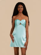 Talyra | Aqua - Strapless A Line Short Homecoming Dress With Keyhole