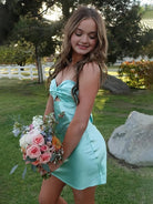 Talyra | Aqua - Strapless A Line Short Homecoming Dress With Keyhole