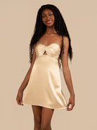 Talyra | Champagne - Strapless A Line Short Homecoming Dress With Keyhole - KissProm