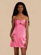 Talyra | Hot Pink - Strapless A Line Short Homecoming Dress With Keyhole