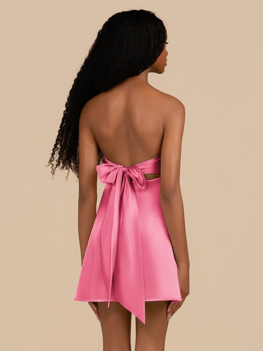 Talyra | Hot Pink - Strapless A Line Short Homecoming Dress With Keyhole