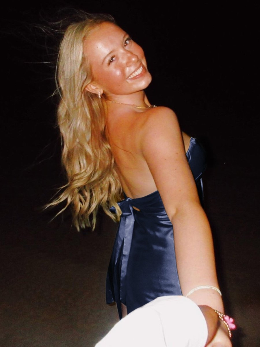 Talyra | Navy Blue - Strapless A Line Short Homecoming Dress With Keyhole