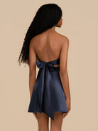 Talyra | Navy Blue - Strapless A Line Short Homecoming Dress With Keyhole