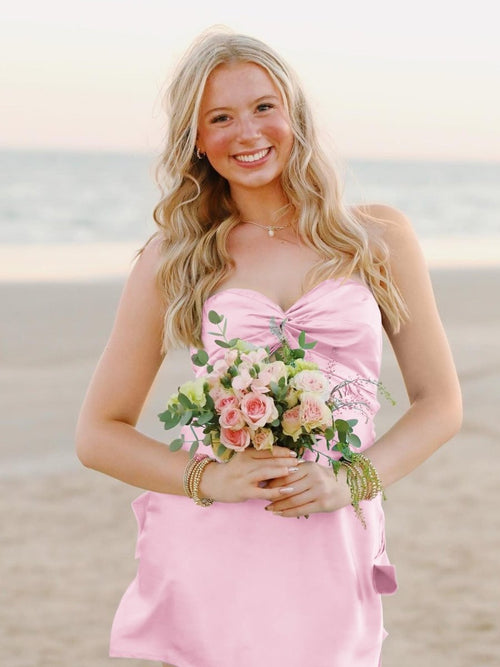 Talyra | Pink - Strapless A Line Short Homecoming Dress With Keyhole