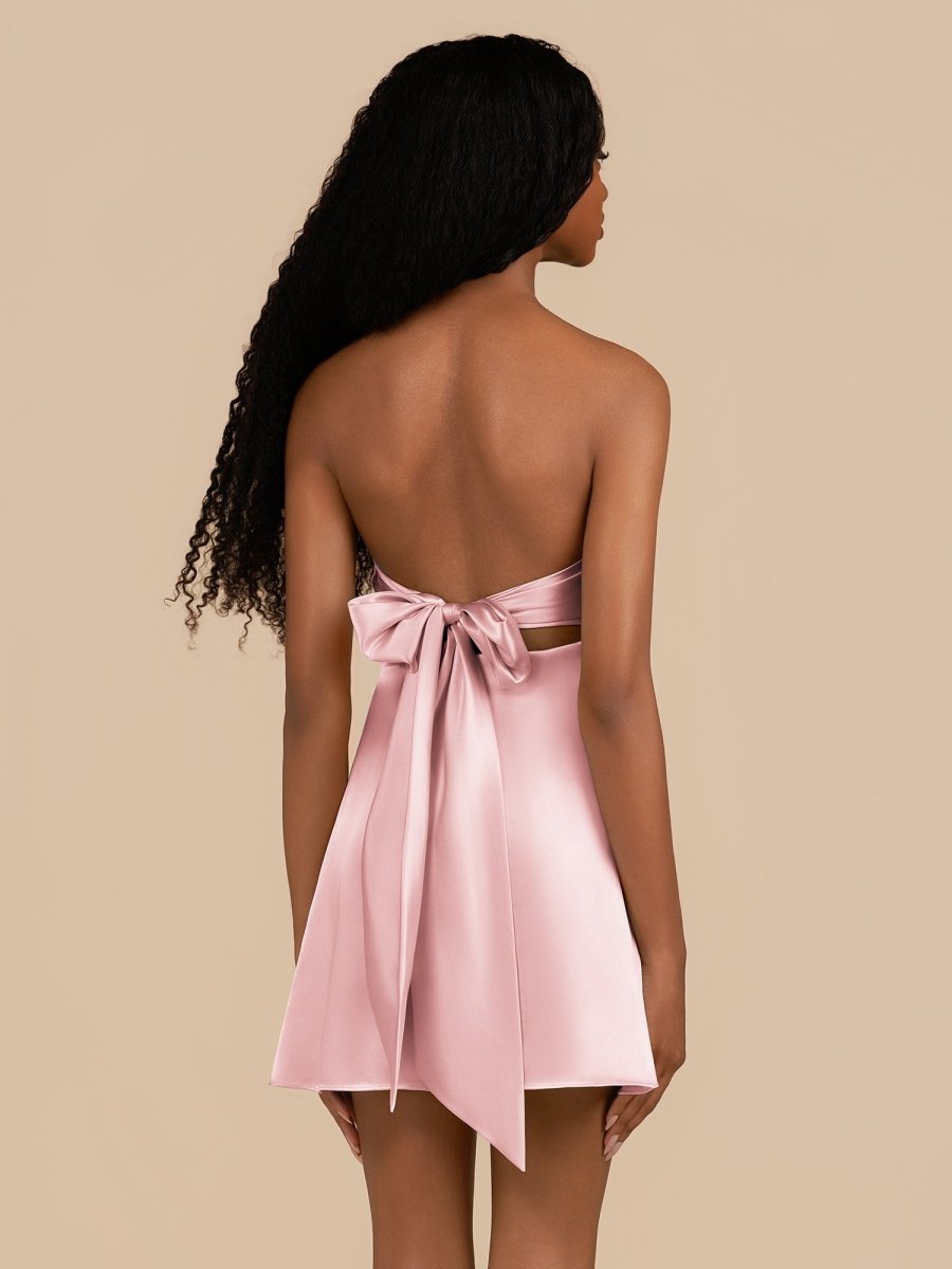 Talyra | Pink - Strapless A Line Short Homecoming Dress With Keyhole