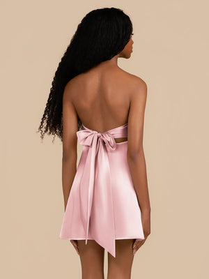 Talyra | Pink - Strapless A Line Short Homecoming Dress With Keyhole
