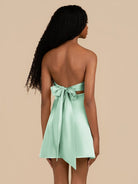 Talyra | Sage - Strapless A Line Short Homecoming Dress With Keyhole