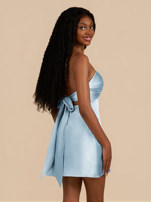 Talyra | Sky Blue - Strapless A Line Short Homecoming Dress With Keyhole