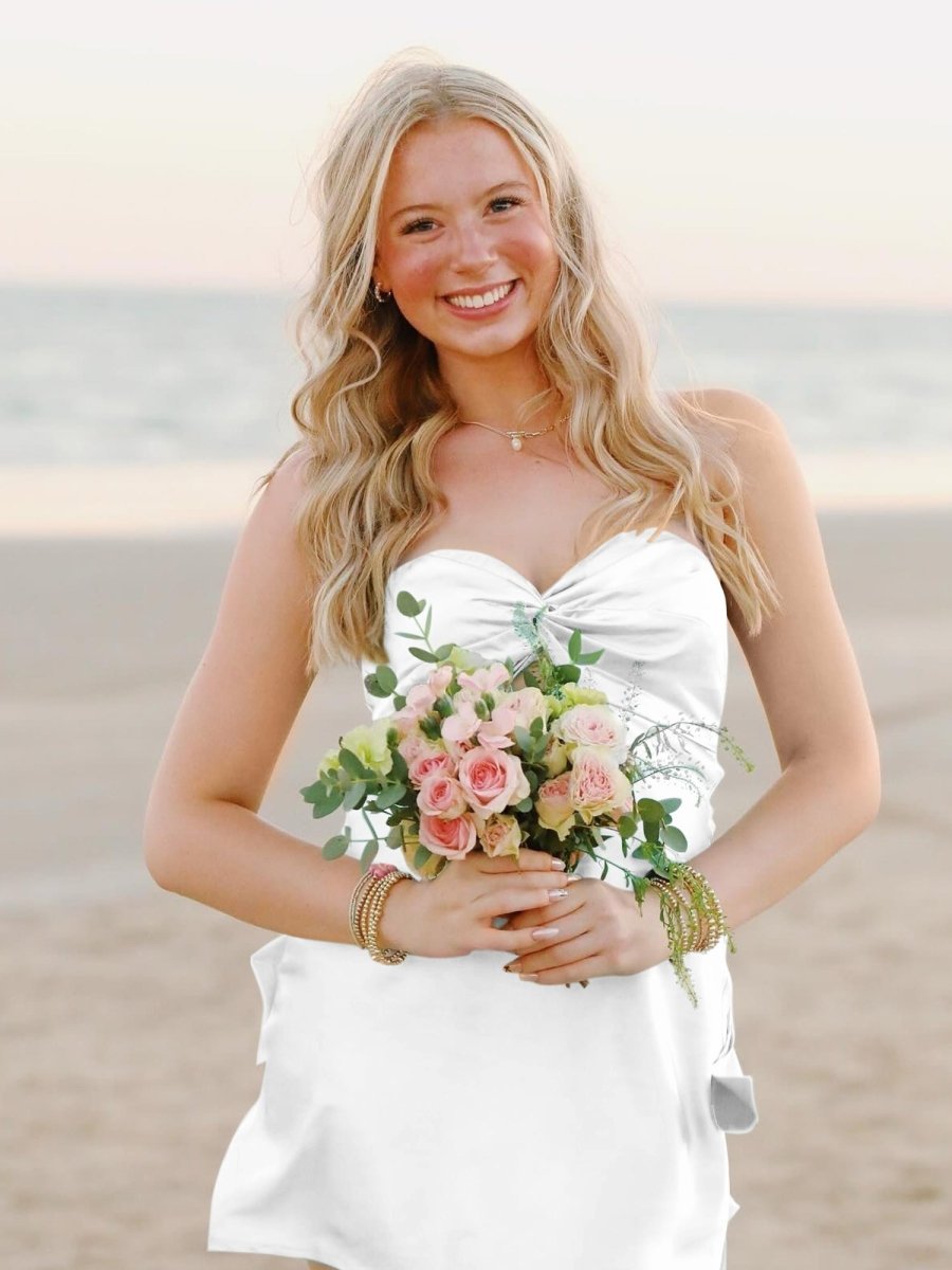 Talyra | White - Strapless A Line Short Homecoming Dress With Keyhole