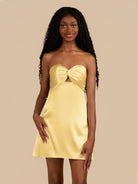 Talyra | Yellow - Strapless A Line Short Homecoming Dress With Keyhole