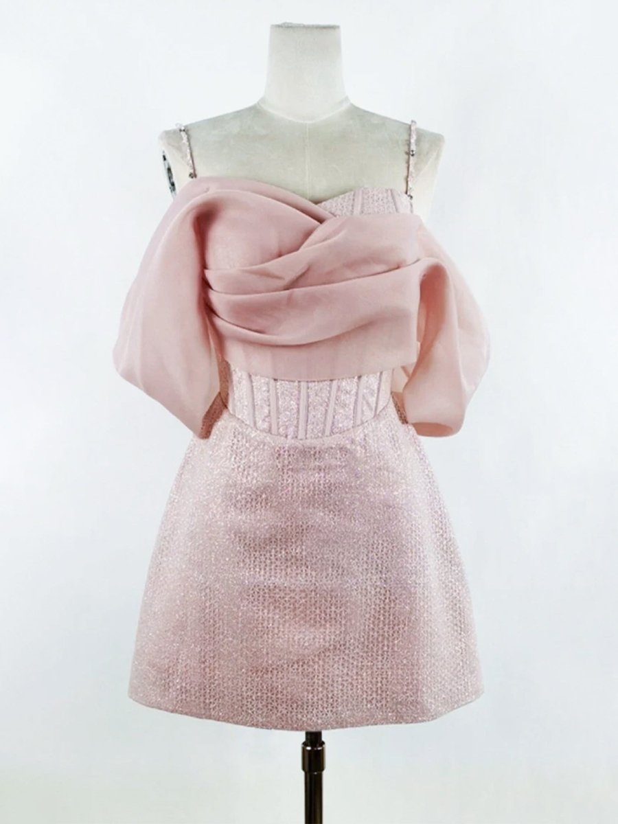 Tanith | Pink - A Line Off The Shoulder Corset Short Homecoming Dresses