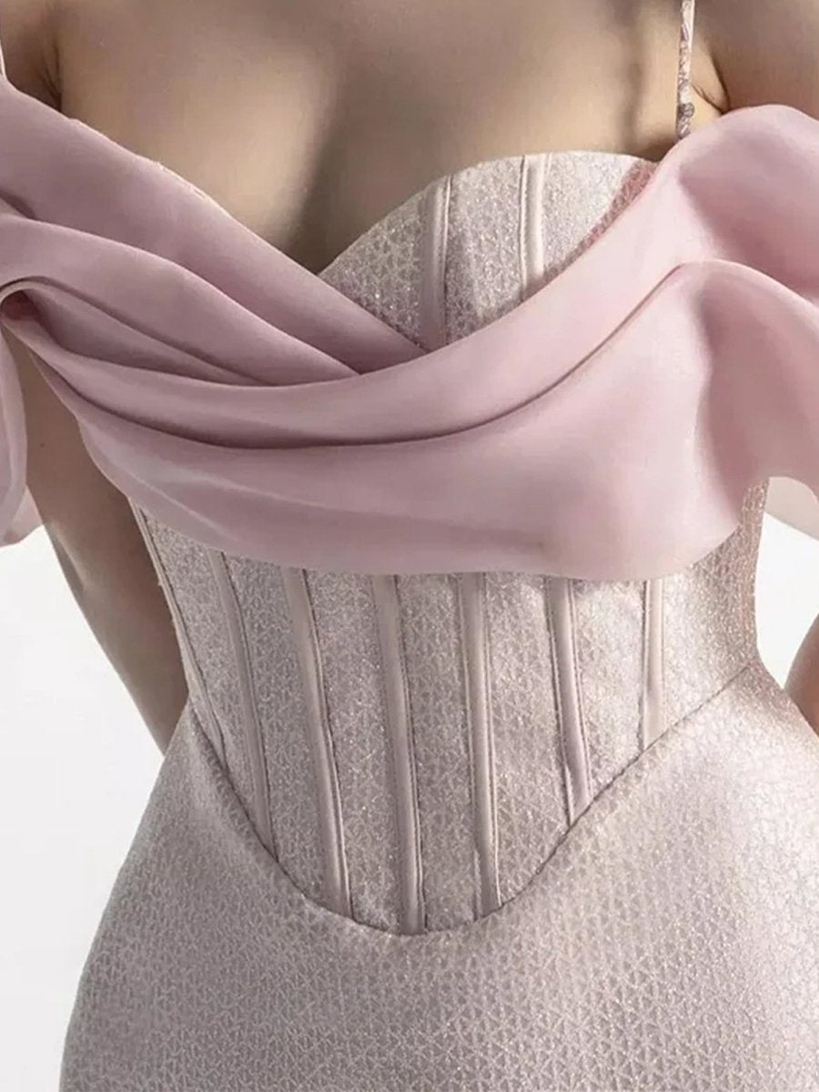 Tanith | Pink - A Line Off The Shoulder Corset Short Homecoming Dresses