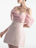 Tanith | Pink - A Line Off The Shoulder Corset Short Homecoming Dresses