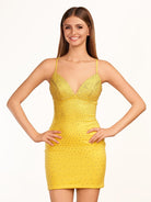 Taree |Sheath Yellow Fitted Short Homecoming Dress With Beads