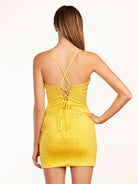 Taree |Sheath Yellow Fitted Short Homecoming Dress With Beads